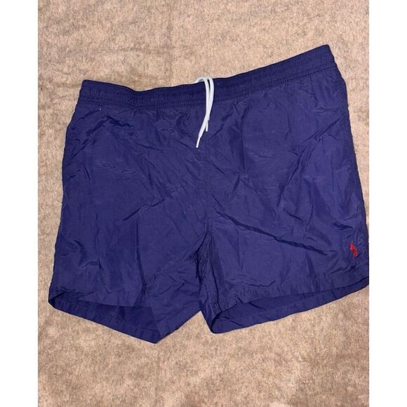 Nice Vintage Polo Ralph Lauren NAVY BLUE WITH  red LOGO swim Shorts - large Good - Picture 6 of 7